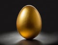 Golden egg on black background. Happy Easter concept