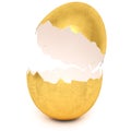Golden egg with broken eggshell Royalty Free Stock Photo