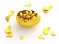 Golden egg crack opened with eggs Royalty Free Stock Photo