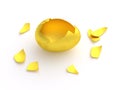 Golden egg crack opened empty shell Royalty Free Stock Photo