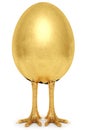 Golden egg with golden chicken feet. isolated on a white background Royalty Free Stock Photo