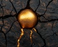 Golden egg hatching from cracked rock Royalty Free Stock Photo