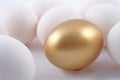 Golden egg and jast eggs on a white Royalty Free Stock Photo