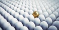 Single golden Egg in a  large Group of white Eggs Royalty Free Stock Photo