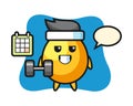 Golden egg mascot cartoon doing fitness with dumbbell