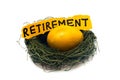 Gold Egg in Nest Egg with Text Retirement Royalty Free Stock Photo