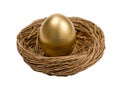 Golden Egg In Nest Isolated On White Royalty Free Stock Photo