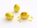 Golden egg with one crack opened Royalty Free Stock Photo