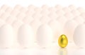 Golden egg in rows of eggs