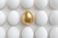 Golden egg stands out among the white eggs, showcasing individuality and a unique value proposition in a simple, elegant Royalty Free Stock Photo