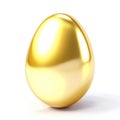 Golden egg on a white background. White shell with gold metal. Royalty Free Stock Photo