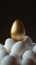 Golden egg among white eggs, standing out concept Royalty Free Stock Photo