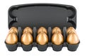 Golden Eggs in an egg carton, 3D rendering Royalty Free Stock Photo