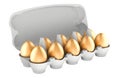 Golden Eggs in an egg carton, 3D rendering Royalty Free Stock Photo