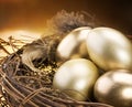 Golden Eggs in a Nest Royalty Free Stock Photo