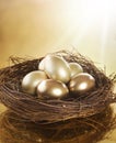 Golden Eggs in a Nest Royalty Free Stock Photo