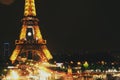 Golden eiffel tower great night view paris france Royalty Free Stock Photo