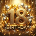 Golden Eighteenth Birthday Bash with Balloons and Glitter