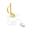 Golden eighth note connected to a computer mouse.