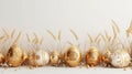 Golden Elegance: Card with Easter Eggs and Blades of Grass in Exquisite Design Royalty Free Stock Photo