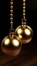Golden Elegance: Christmas Baubles on Dark Background Royalty Free Stock Photo