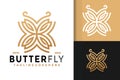 Golden Elegant Butterfly Logo Design, brand identity logos vector, modern logo, Logo Designs Vector Illustration Template Royalty Free Stock Photo