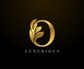 Golden Elegant letter O Floral logo. Vintage drawn emblem for book design, weeding card, brand name, business card, Restaurant,