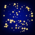 Golden Elegant Stars Vector Blue Background