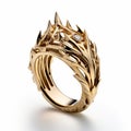 Golden Elven Ring Inspired By Crown - Unique Design By Kaczor