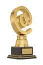 Golden email symbol trophy isolated on white background. 3D illustration Royalty Free Stock Photo