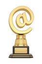 Golden email symbol trophy isolated on white background. 3D illustration Royalty Free Stock Photo
