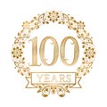 Golden emblem of hundredth years anniversary in vintage style