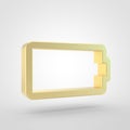 Golden empty batery icon isolated on white background.