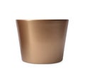 Golden empty ceramic flower pot isolated on white Royalty Free Stock Photo