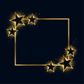 golden empty frame background with twinkle stars design