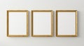 Golden Empty Frame On White Wall: Muted Colorscape Mastery