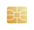 Golden EMV chip icon. Secure online banking microchip.