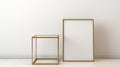 Golden End Table With Minimalistic Empty Frame For Canvas Royalty Free Stock Photo