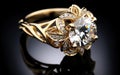 Golden Engagement Ring Featuring a Sparkling Diamond -Generative Ai