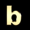 Golden english letter b on black background