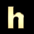 Golden english letter h on black background