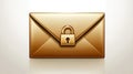 Golden envelope with a central lock symbol, representing secure email communication and advanced data privacy solutions