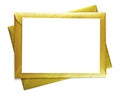 Golden envelope and white card with copy space