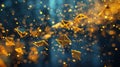 Golden envelopes flying on a sparkling dark blue background representing big data Royalty Free Stock Photo
