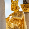 Golden Equestrian statue of Magdeburger Reiter, King and Knight, Magdeburg, Germany, Royalty Free Stock Photo