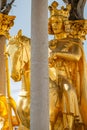 Golden Equestrian statue of Magdeburger Reiter, King and Knight, Magdeburg, Germany, Royalty Free Stock Photo