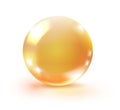 Golden essence drop. Realistic shining oil bubble