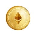 Golden ethereum blockchain coin symbol. Royalty Free Stock Photo