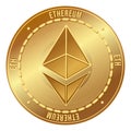 Golden ethereum coin icon