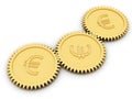 Golden euro gears on white